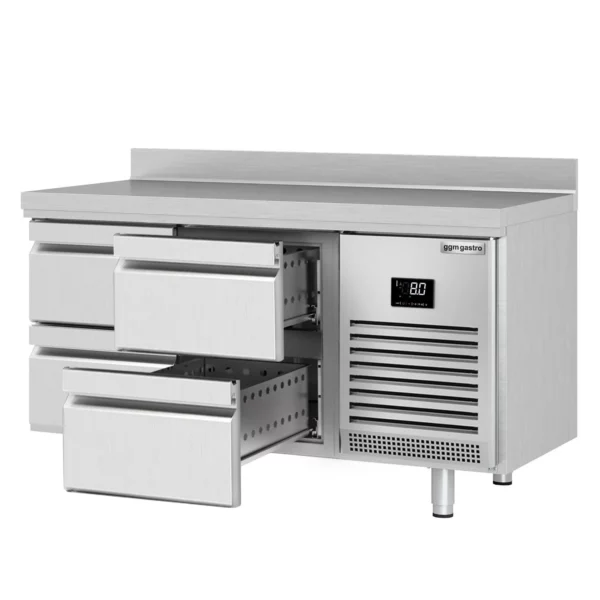 Chladiaci stôl PREMIUM PLUS - 1468 x 600 mm - so 4 zásuvkami a zadnou stenou - Image 6