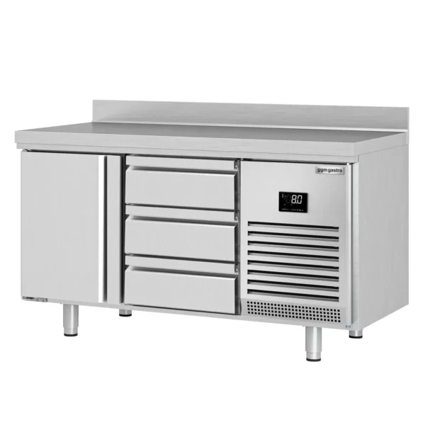 Chladiaci stôl PREMIUM PLUS - 1468x700 mm - s 1 dvierkami a 3 zásuvkami a so zadnou stenou - Image 6