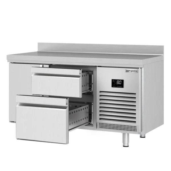 Chladiaci stôl PREMIUM PLUS - 1468x600 mm - s 1 dvierkami a 2 zásuvkami a so zadnou stenou - Image 7