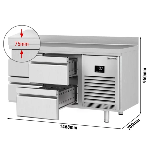 Chladiaci stôl PREMIUM PLUS - 1468x700 mm - 4 zásuvky a zásuvka