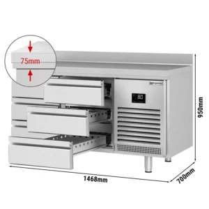Chladiaci stôl PREMIUM PLUS - 1468x700 mm - 6 zásuviek a zásuvka