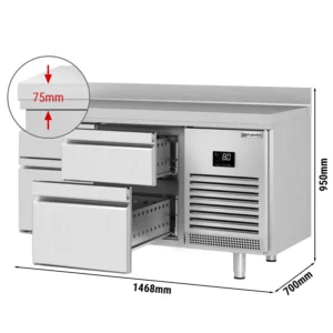 Chladiaci stôl PREMIUM PLUS - 1468x700 mm - 4 zásuvky a zásuvka