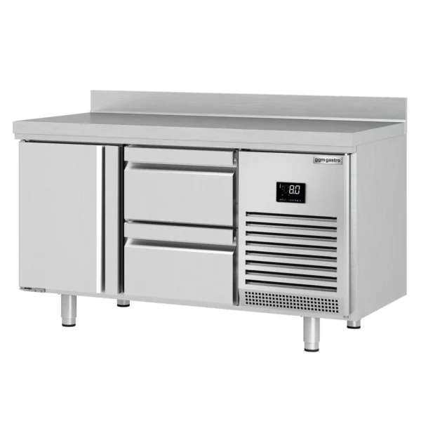 Chladiaci stôl PREMIUM PLUS - 1468x600 mm - s 1 dvierkami a 2 zásuvkami a so zadnou stenou - Image 9