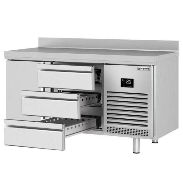 Chladiaci stôl PREMIUM PLUS - 1468x700 mm - s 1 dvierkami a 3 zásuvkami a so zadnou stenou - Image 8