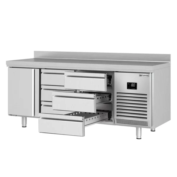 Chladiaci stôl PREMIUM PLUS - 1960x600mm - s 1 dvierkami a 6 zásuvkami a so zadnou stenou - Image 7