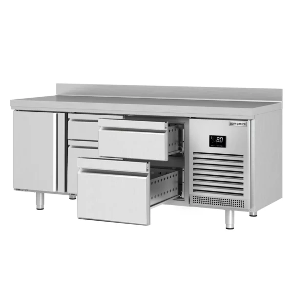 Chladiaci stôl PREMIUM PLUS - 1960x600mm - s 1 dvierkami a 4 zásuvkami a so zadnou stenou - Image 7