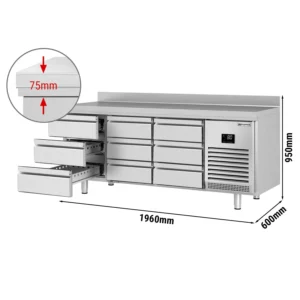 Chladiaci stôl PREMIUM PLUS - 1960x600mm - 9 zásuviek a zásuvka