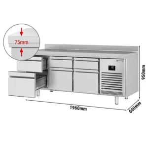 Chladiaci stôl PREMIUM PLUS - 1960x600mm - 6 zásuviek a zásuvka