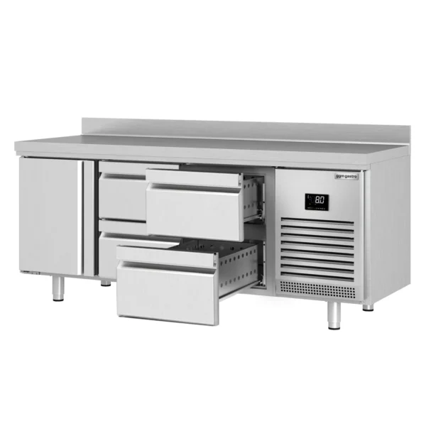 Chladiaci stôl PREMIUM PLUS - 1960x700mm - s 1 dvierkami a 4 zásuvkami a so zadnou stenou - Image 8