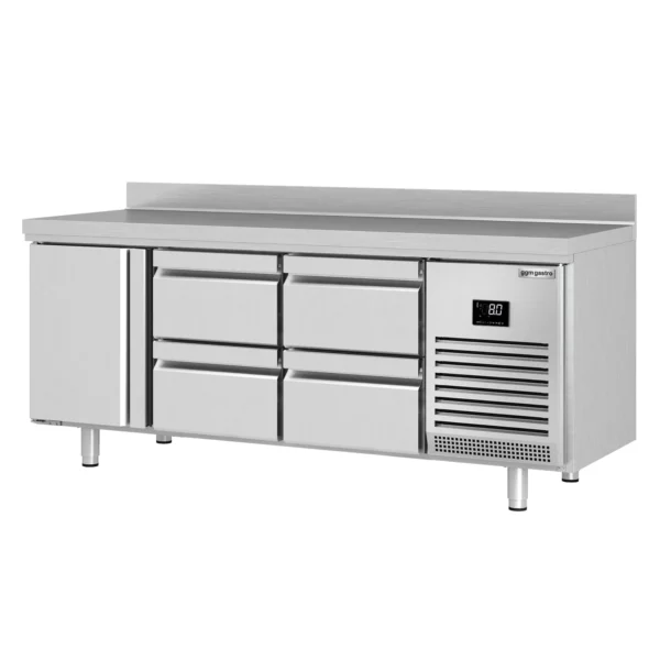 Chladiaci stôl PREMIUM PLUS - 1960x700mm - s 1 dvierkami a 4 zásuvkami a so zadnou stenou - Image 9