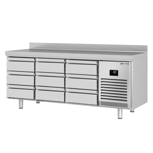 Chladiaci stôl PREMIUM PLUS - 1960x700mm - s 1 dvierkami a 6 zásuvkami a so zadnou stenou - Image 9