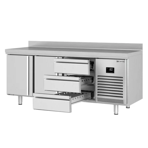 Chladiaci stôl PREMIUM PLUS - 1960x700mm - s 2 dvierkami a 3 zásuvkami a so zadnou stenou - Image 8