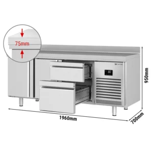 Chladiaci stôl PREMIUM PLUS - 1960x700mm - s 2 dvierkami a 2 zásuvkami a so zadnou stenou