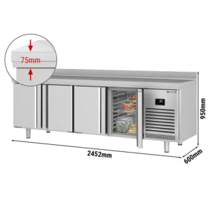 Chladiaci stôl PREMIUM PLUS - 2452 x 600 mm - so 4 dvierkami a bez pretlaku