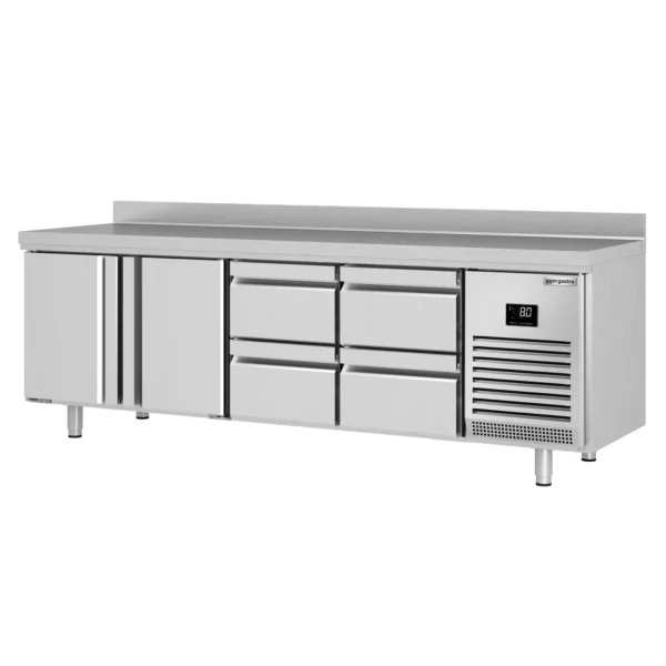 Chladiaci stôl PREMIUM PLUS - 2452 x 600 mm - s 2 dvierkami a 4 zásuvkami a so zadnou stenou - Image 8