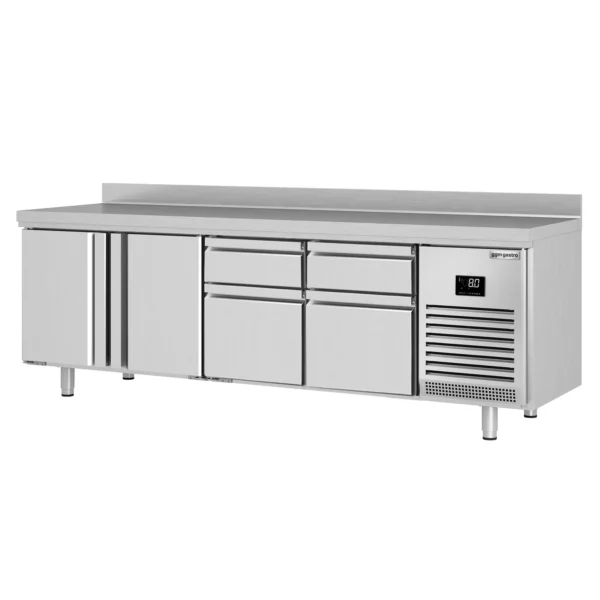 Chladiaci stôl PREMIUM PLUS - 2452 x 700 mm - s 2 dvierkami a 4 zásuvkami a so zadnou stenou - Image 6