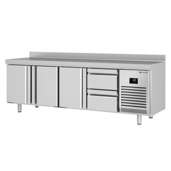 Chladiaci stôl PREMIUM PLUS - 2452 x 600 mm - s 3 dverami a 2 zásuvkami a so zadnou stenou - Image 8