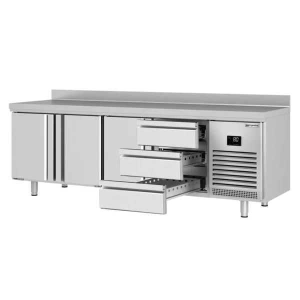 Chladiaci stôl PREMIUM PLUS - 2452 x 600 mm - s 3 dverami a 3 zásuvkami a so zadným krytom - Image 7