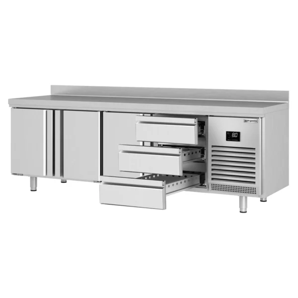 Chladiaci stôl PREMIUM PLUS - 2452 x 700 mm - s 3 dverami a 3 zásuvkami a so zadným krytom - Image 8