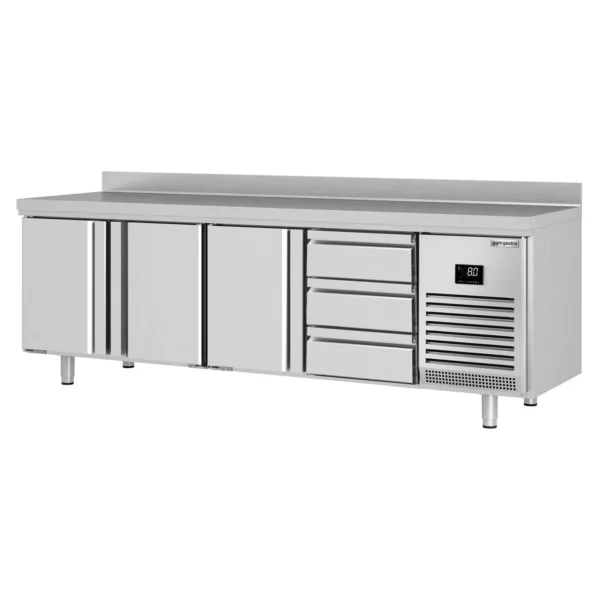 Chladiaci stôl PREMIUM PLUS - 2452 x 700 mm - s 3 dverami a 3 zásuvkami a so zadným krytom - Image 9