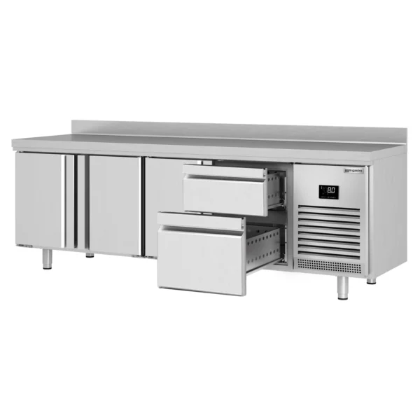 Chladiaci stôl PREMIUM PLUS - 2452 x 700 mm - s 3 dverami a 2 zásuvkami a so zadnou stenou - Image 8