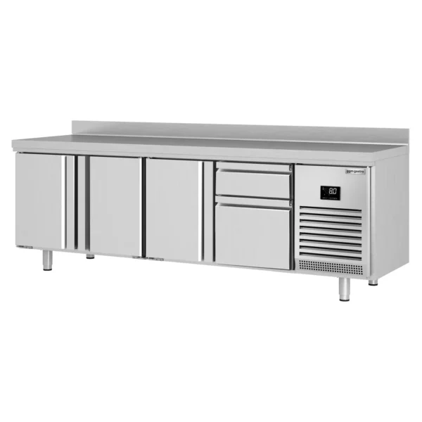 Chladiaci stôl PREMIUM PLUS - 2452 x 700 mm - s 3 dverami a 2 zásuvkami a so zadnou stenou - Image 9