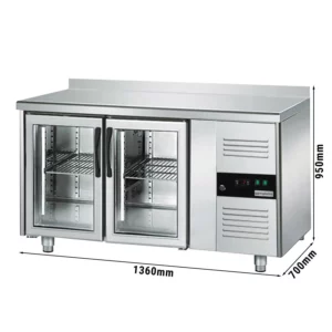 Nápojový chladiaci stôl ECO - 1360x700mm - s 2 sklenenými dvierkami a podstavcom
