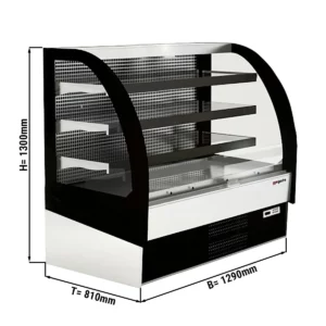 Nástenná chladiaca polica - 1290 mm - s LED osvetlením a 3 policami - zatvorená vzadu