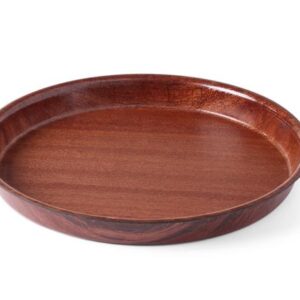 Laminovaný servírovací podnos, protišmykový, guľatý, vysoký okraj, HENDI, Mahagón, ø420x(H)30mm