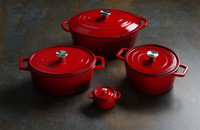 Liatinový smaltovaný kastról, HENDI, 0,27L, Červená, 130x100x(H)48mm – Obrázok 5