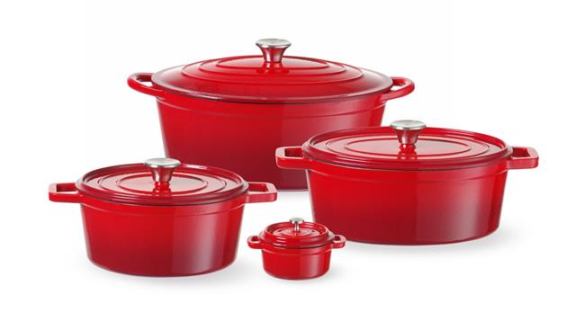 Liatinový smaltovaný kastról, HENDI, 0,27L, Červená, 130x100x(H)48mm – Obrázok 9