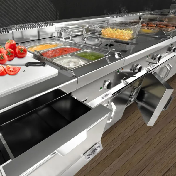 Plynový lávový gril (10,6 kW) - sklopný grilový rošt - vr. spodného dielu s 2 dverami - Image 6