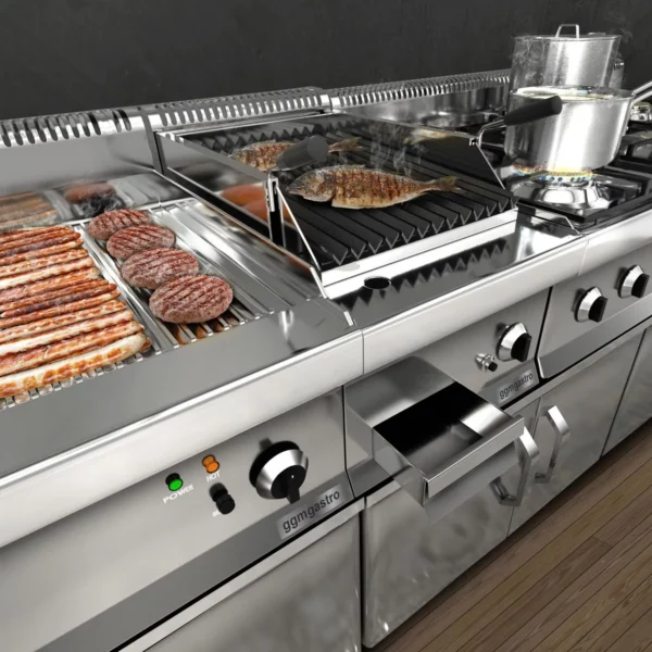 Plynový lávový gril (14 kW) - sklopný grilovací rošt - vr. podstavce s 2 dverami - Image 8