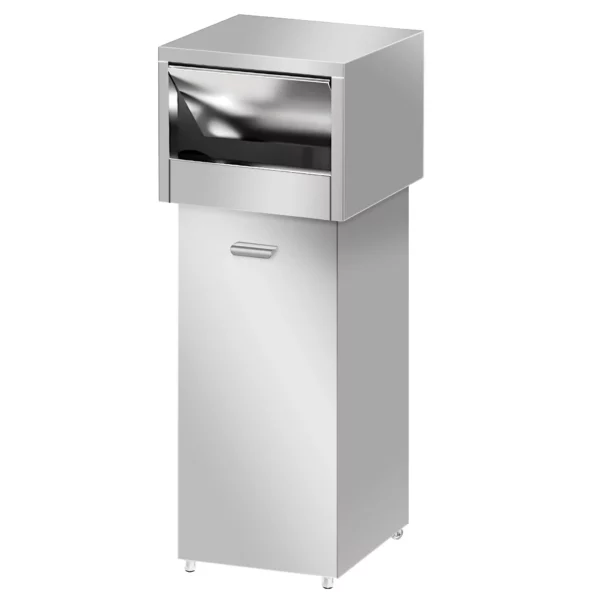 Odpadkový kôš s otváraním veka na pántoch - 80L - nerez - Image 2