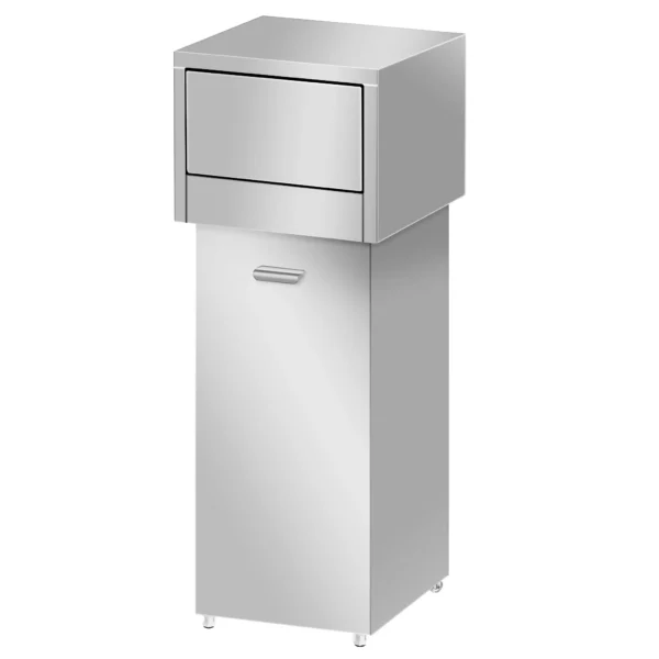 Odpadkový kôš s otváraním veka na pántoch - 80L - nerez - Image 3