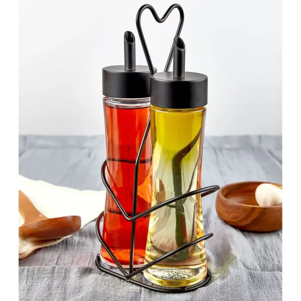 Cruet - 2 diely - v stojane - ocot a olej - Image 4
