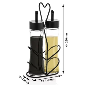 Cruet - 2 diely - v stojane - ocot a olej