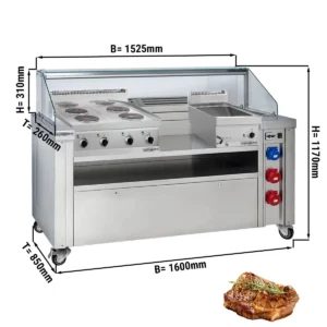 Mobilná varná stanica - 1600x850mm - výška: 1170mm - vrátane elektrického sporáka a vane-marie