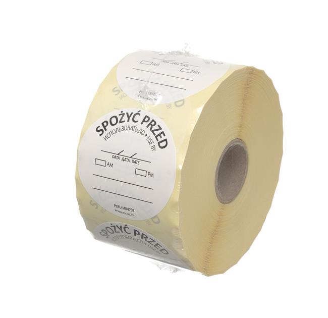 Nálepka pre bezpečnosť potravín (Food Safety) – SPOTREBOVAŤ DO“, HENDI, 500 ks v rolke, Biela, 500 ks, ⌀50mm – Obrázok 2