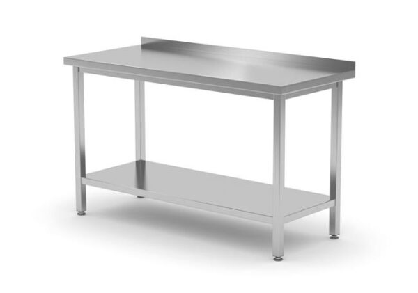 Nástenný stôl s policou – montovaný, hĺbka 600 mm, HENDI, Kitchen Line, 1800x600x(H)850mm - Image 2
