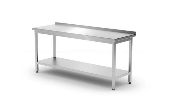 Nástenný stôl s policou – montovaný, hĺbka 600 mm, HENDI, Kitchen Line, 1800x600x(H)850mm - Image 6