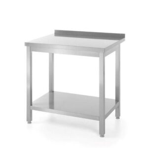 Nástenný stôl s policou – montovaný, hĺbka 600 mm, HENDI, Kitchen Line, 800x600x(H)850mm