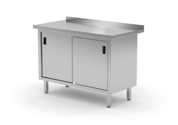 Nástenný stôl, skrinka s posuvnými dvierkami – zváraný, HENDI, Profi Line, 1600x600x(H)850mm - Image 2