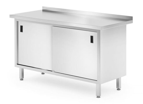 Nástenný stôl, skrinka s posuvnými dvierkami – zváraný, HENDI, Profi Line, 1600x600x(H)850mm - Image 4