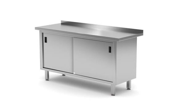 Nástenný stôl, skrinka s posuvnými dvierkami – zváraný, HENDI, Profi Line, 1600x600x(H)850mm - Image 5