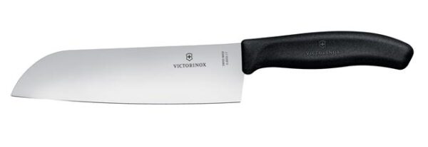 Nôž Santoku s guľatou ocieľkou, Victorinox, Čierna, (L)298mm