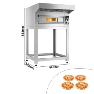 Elektrická pec na pizzu - 4x 33cm - manuálna - vrátane digestora a základného rámu