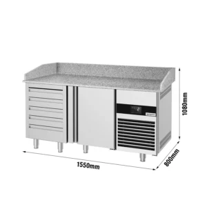 Chladiaci stôl na pizzu PREMIUM - 1550x800mm - s 1 dvierkami a 6 zásuvkami