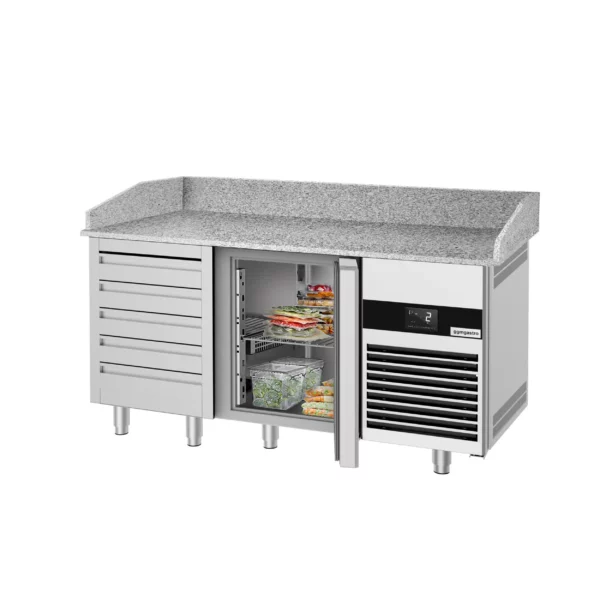 Chladiaci stôl na pizzu PREMIUM - 1550x800mm - s 1 dvierkami a 6 zásuvkami - Image 8