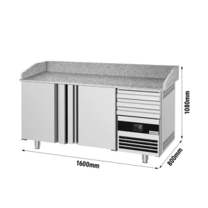 Chladiaci stôl na pizzu PREMIUM - 1600x800mm - s 2 dvierkami a 3 zásuvkami